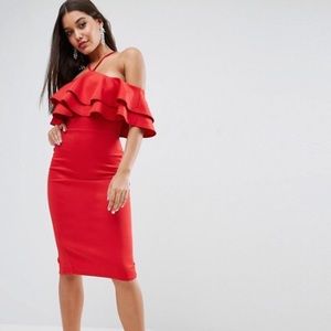 MAKE OFFER - Red ASOS Midi dress